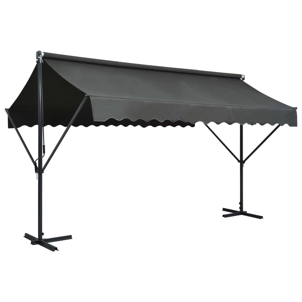 vidaXL Free Standing Awning Outdoor Umbrella Anthracite/Cream Multi Sizes-12