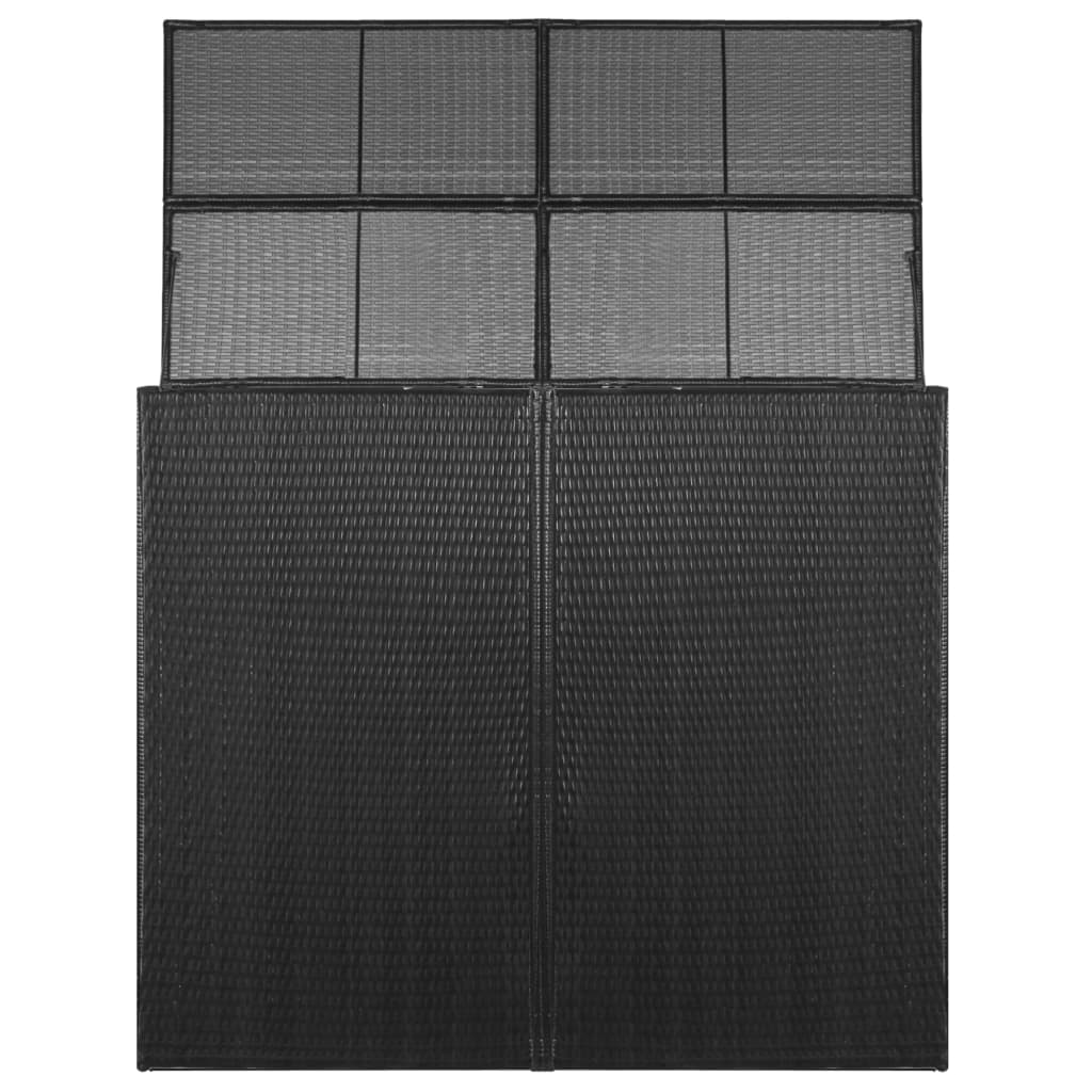 vidaXL Garbage Can Storage Trash Can Enclosure Wheelie Bin Shed Poly Rattan-49