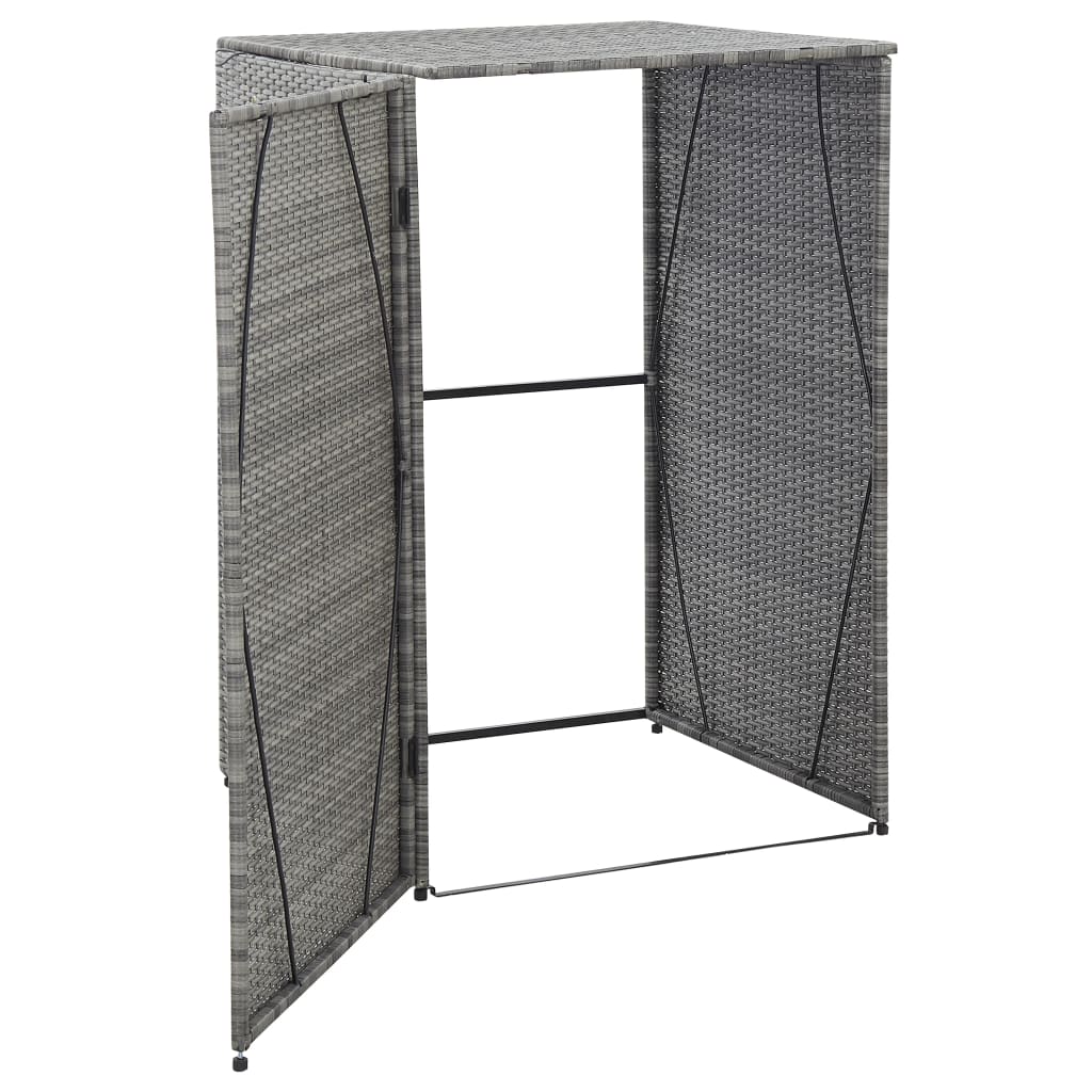 vidaXL Garbage Can Storage Trash Can Enclosure Wheelie Bin Shed Poly Rattan-2