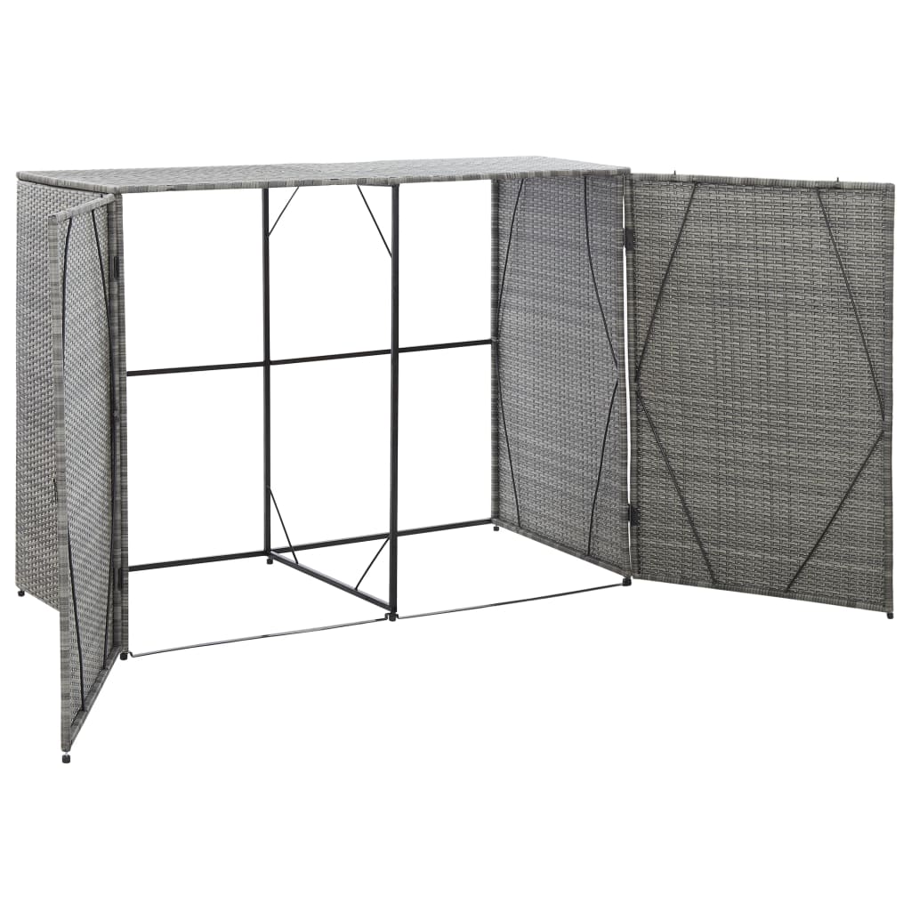 vidaXL Garbage Can Storage Trash Can Enclosure Wheelie Bin Shed Poly Rattan-38
