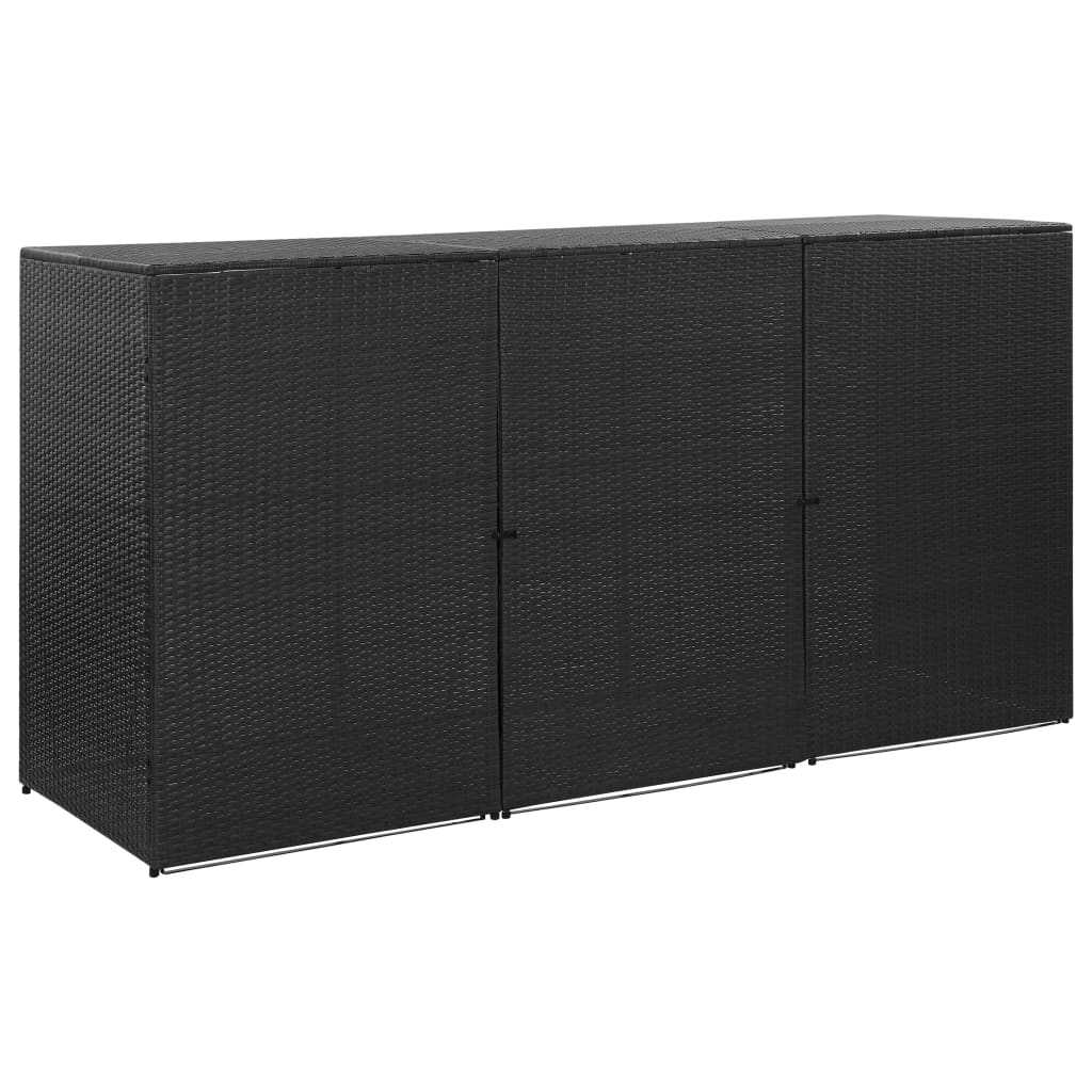 vidaXL Garbage Can Storage Trash Can Enclosure Wheelie Bin Shed Poly Rattan-26