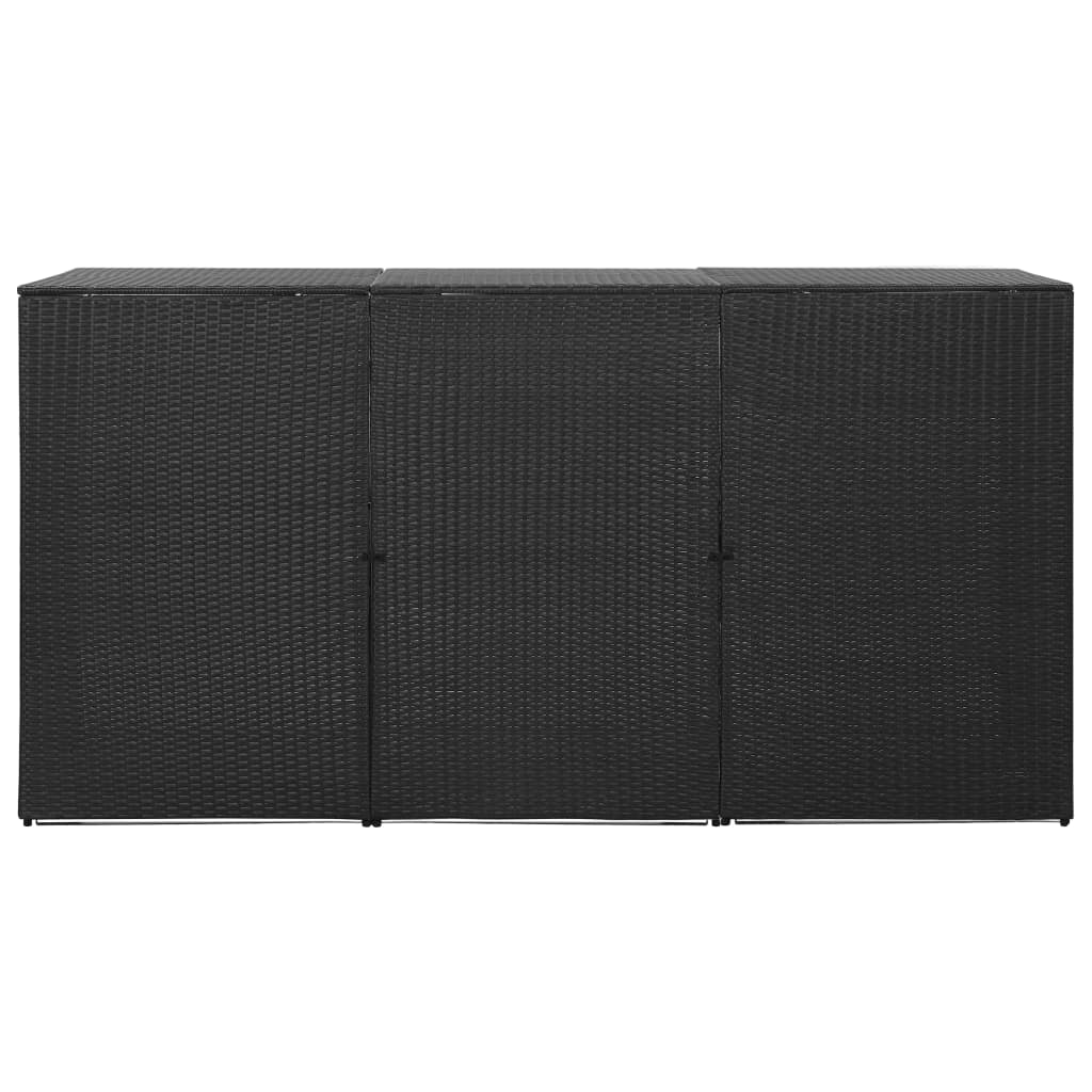 vidaXL Garbage Can Storage Trash Can Enclosure Wheelie Bin Shed Poly Rattan-53