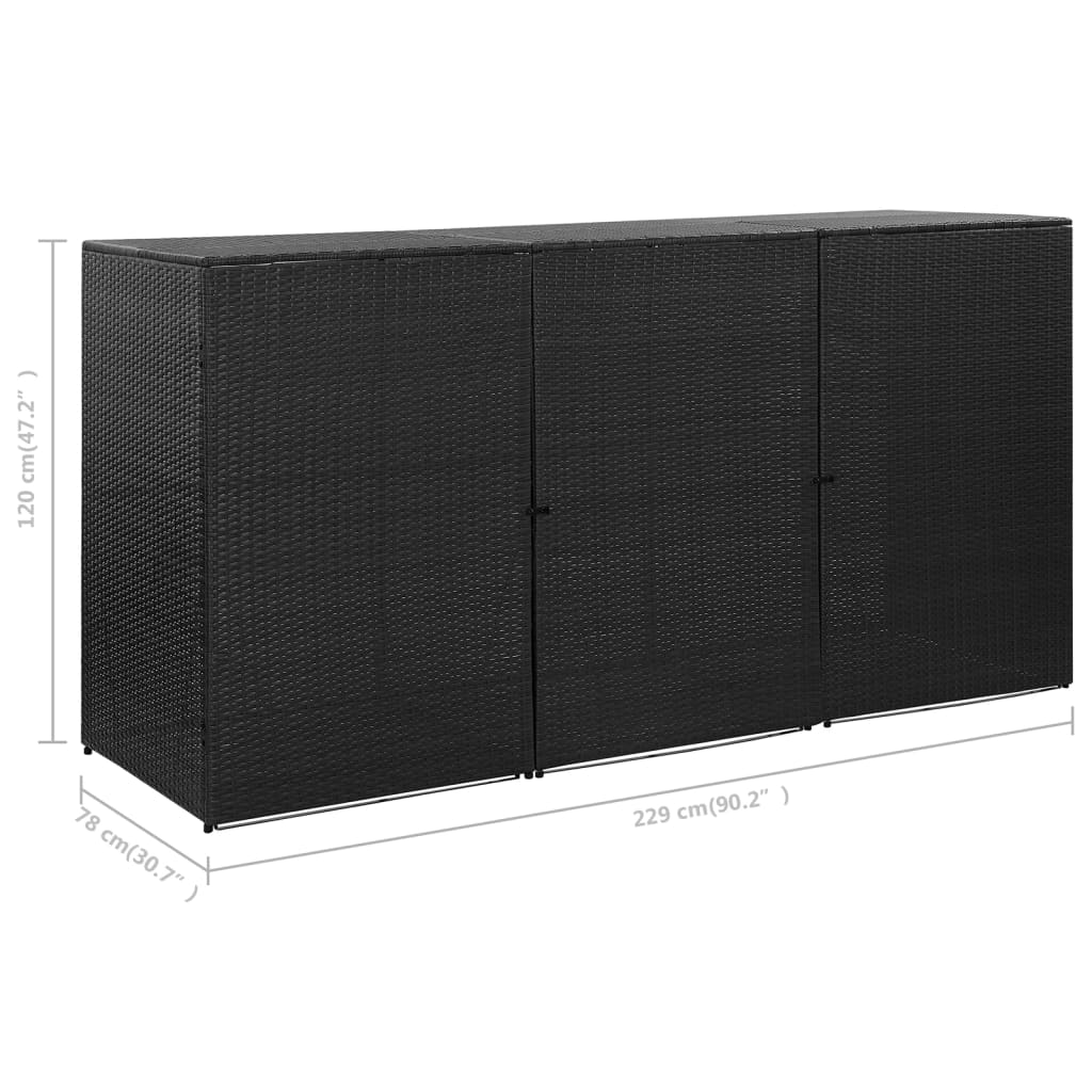 vidaXL Garbage Can Storage Trash Can Enclosure Wheelie Bin Shed Poly Rattan-52