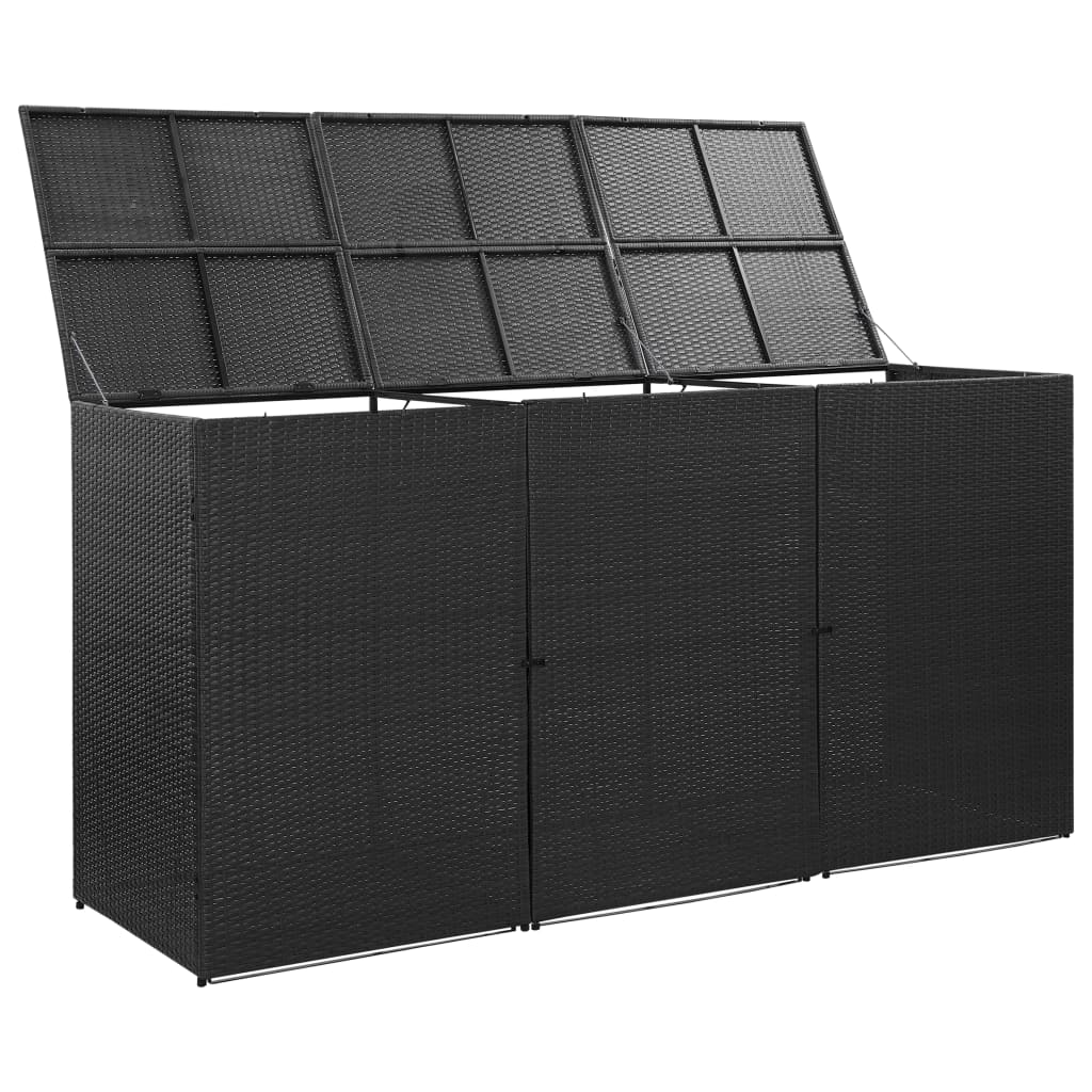 vidaXL Garbage Can Storage Trash Can Enclosure Wheelie Bin Shed Poly Rattan-54
