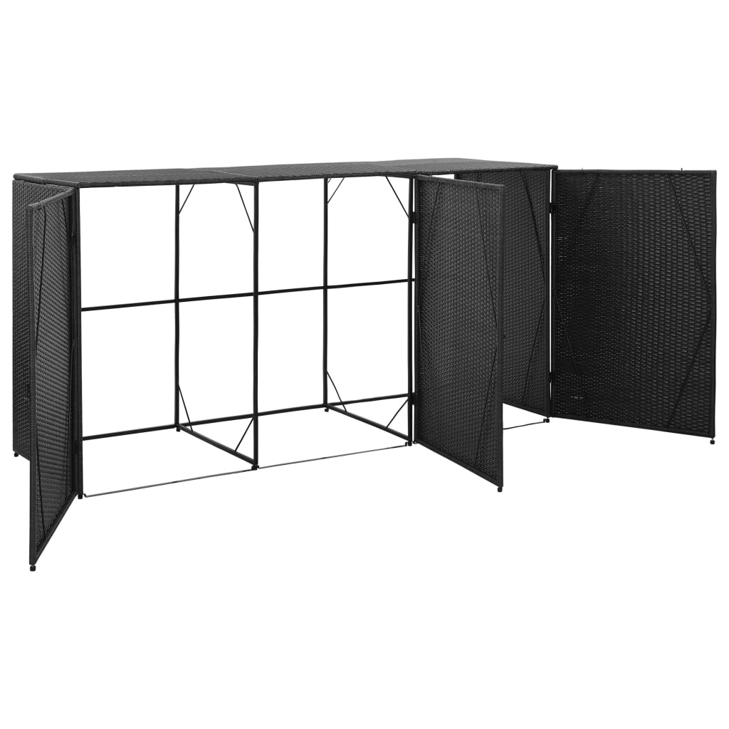 vidaXL Garbage Can Storage Trash Can Enclosure Wheelie Bin Shed Poly Rattan-55
