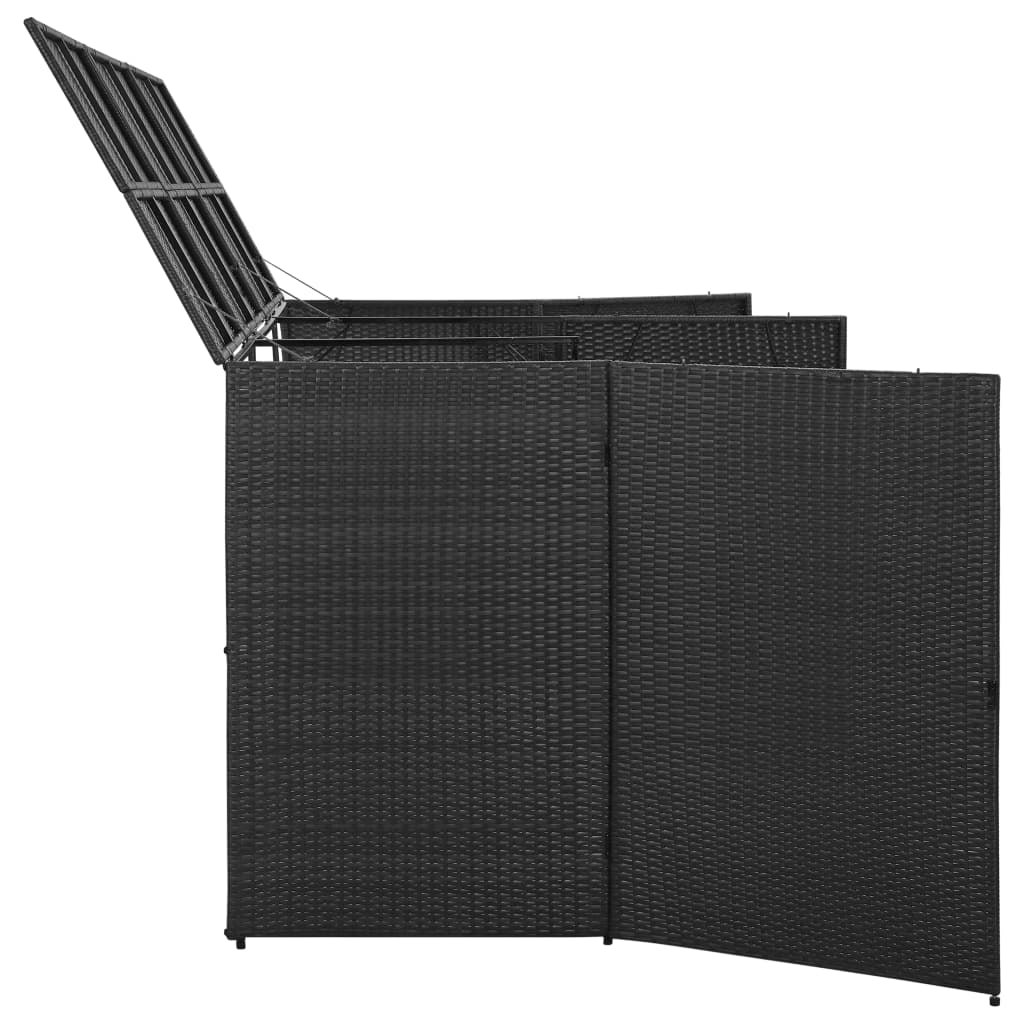 vidaXL Garbage Can Storage Trash Can Enclosure Wheelie Bin Shed Poly Rattan-30