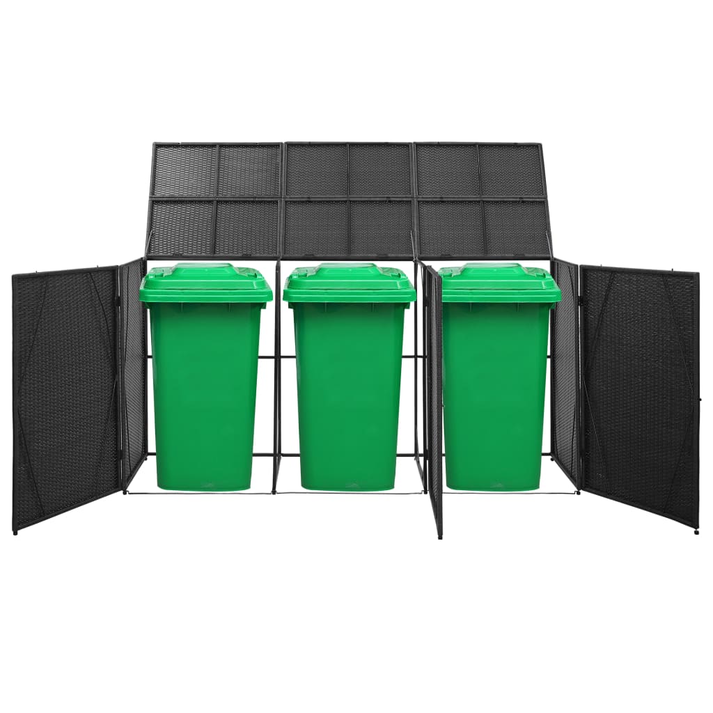 vidaXL Garbage Can Storage Trash Can Enclosure Wheelie Bin Shed Poly Rattan-31