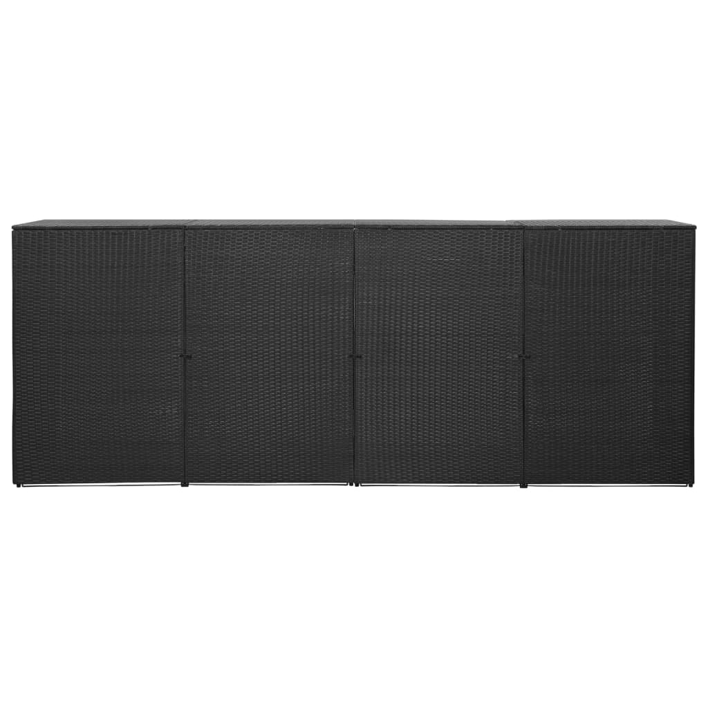 vidaXL Garbage Can Storage Trash Can Enclosure Wheelie Bin Shed Poly Rattan-14