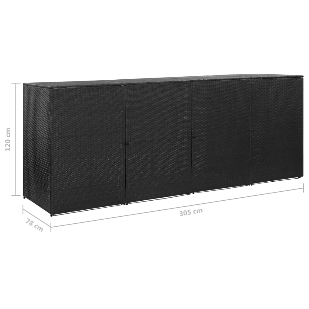 vidaXL Garbage Can Storage Trash Can Enclosure Wheelie Bin Shed Poly Rattan-13