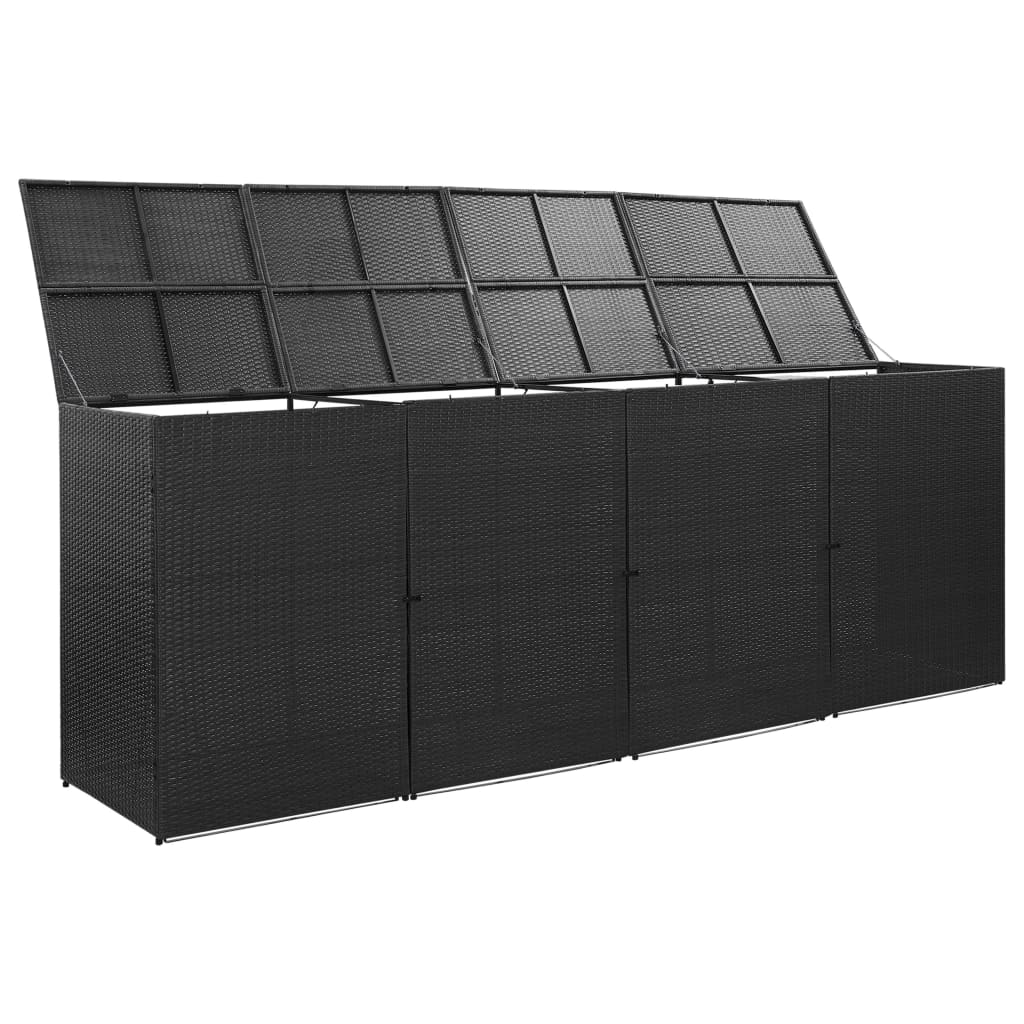 vidaXL Garbage Can Storage Trash Can Enclosure Wheelie Bin Shed Poly Rattan-15