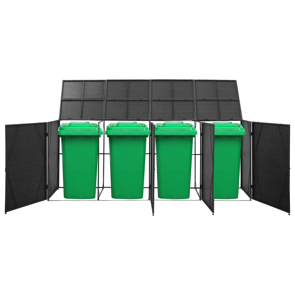 vidaXL Garbage Can Storage Trash Can Enclosure Wheelie Bin Shed Poly Rattan-19
