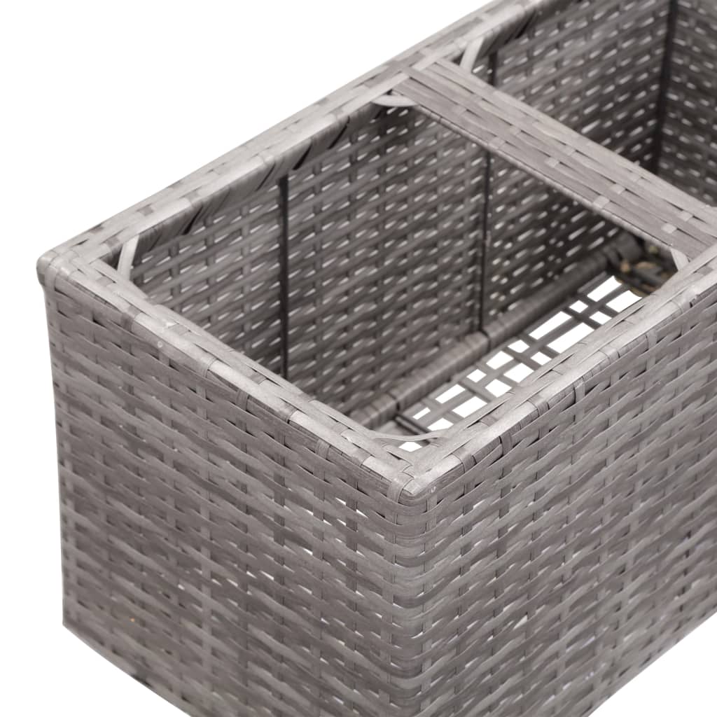 vidaXL Planter with Wheels Flower Box with Removable Inner Pots Poly Rattan-0