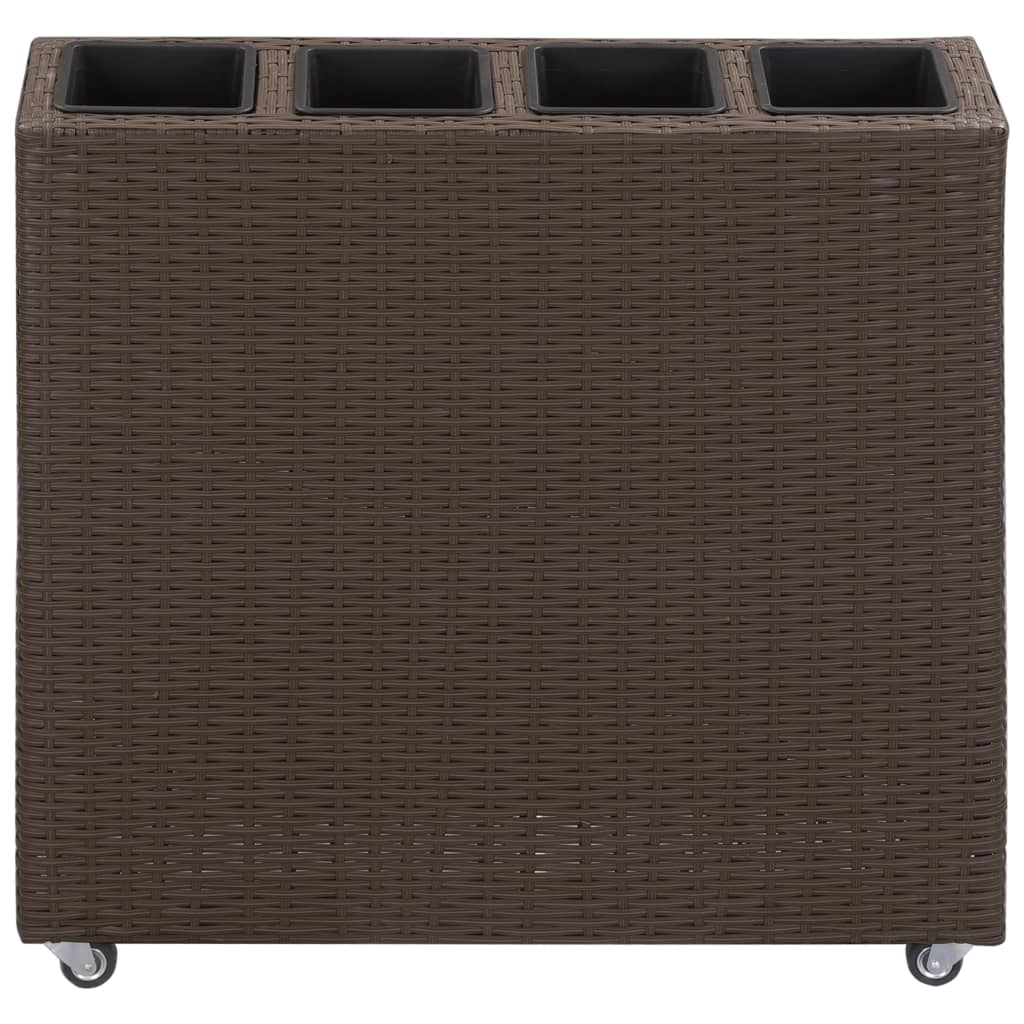 vidaXL Planter with Wheels Flower Box with Removable Inner Pots Poly Rattan-2