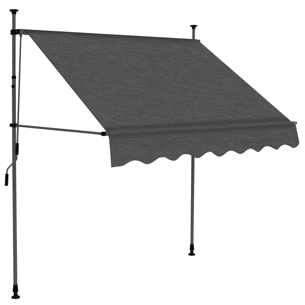 vidaXL Manual Retractable Awning with LED Awning Multi Sizes Anthracite/Cream-1