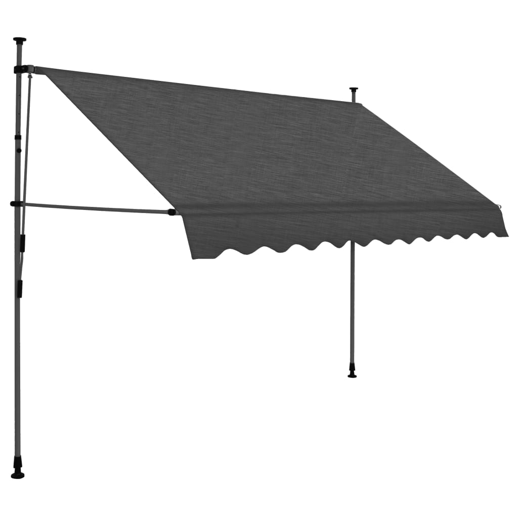 vidaXL Manual Retractable Awning with LED Awning Multi Sizes Anthracite/Cream-4