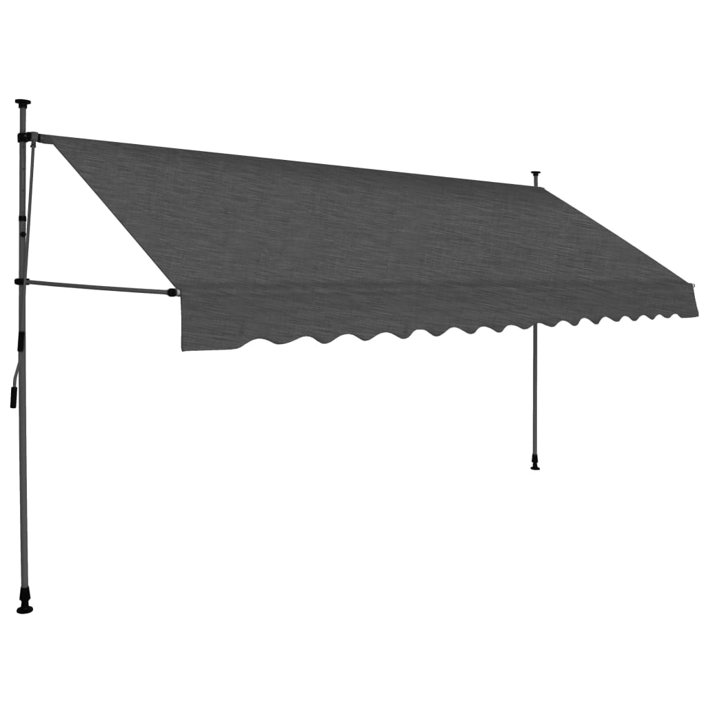vidaXL Manual Retractable Awning with LED Awning Multi Sizes Anthracite/Cream-10