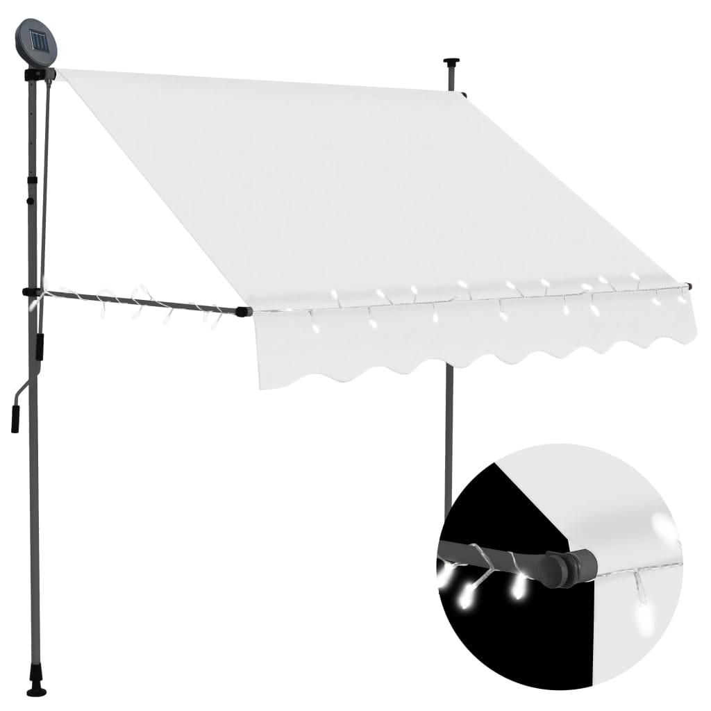 vidaXL Manual Retractable Awning with LED Awning Multi Sizes Anthracite/Cream-15