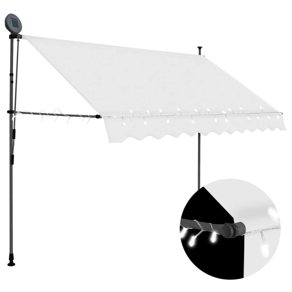 vidaXL Manual Retractable Awning with LED Awning Multi Sizes Anthracite/Cream-18