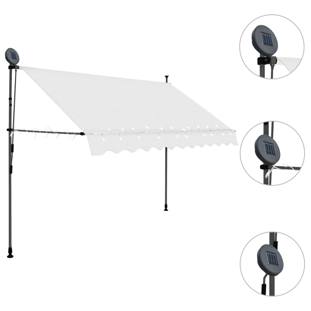 vidaXL Manual Retractable Awning with LED Awning Multi Sizes Anthracite/Cream-23