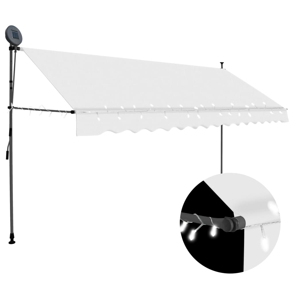 vidaXL Manual Retractable Awning with LED Awning Multi Sizes Anthracite/Cream-24