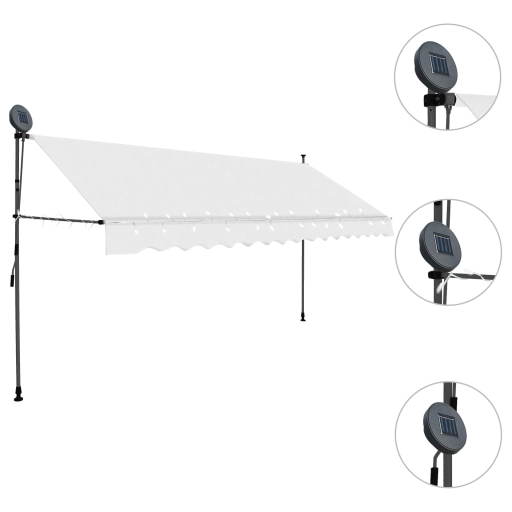 vidaXL Manual Retractable Awning with LED Awning Multi Sizes Anthracite/Cream-26