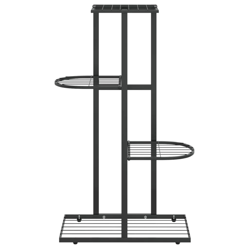 vidaXL 4-Floor Flower Stand Metal Display Shelf Rack Black/White 29.9"/38.6"-12