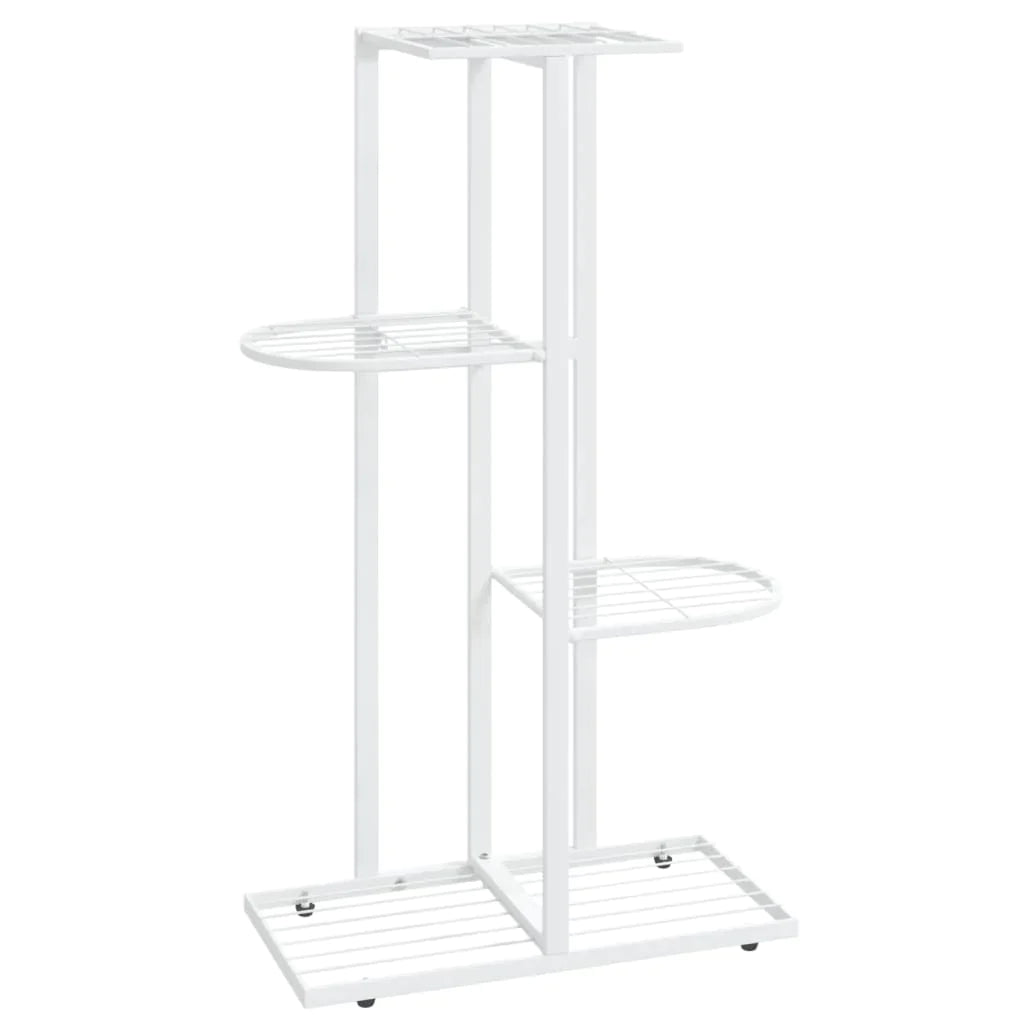 vidaXL 4-Floor Flower Stand Metal Display Shelf Rack Black/White 29.9"/38.6"-24
