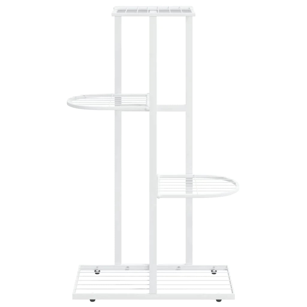 vidaXL 4-Floor Flower Stand Metal Display Shelf Rack Black/White 29.9"/38.6"-26
