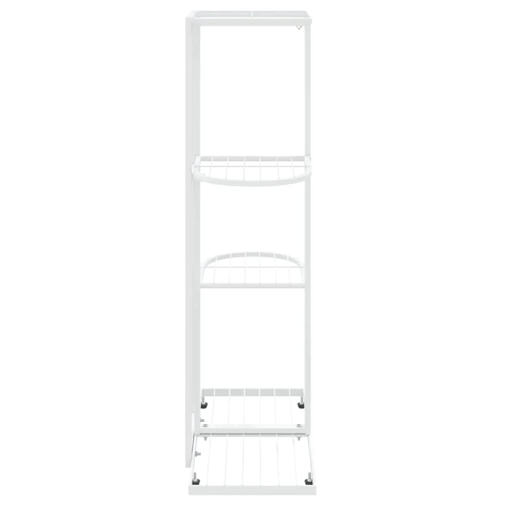 vidaXL 4-Floor Flower Stand Metal Display Shelf Rack Black/White 29.9"/38.6"-27