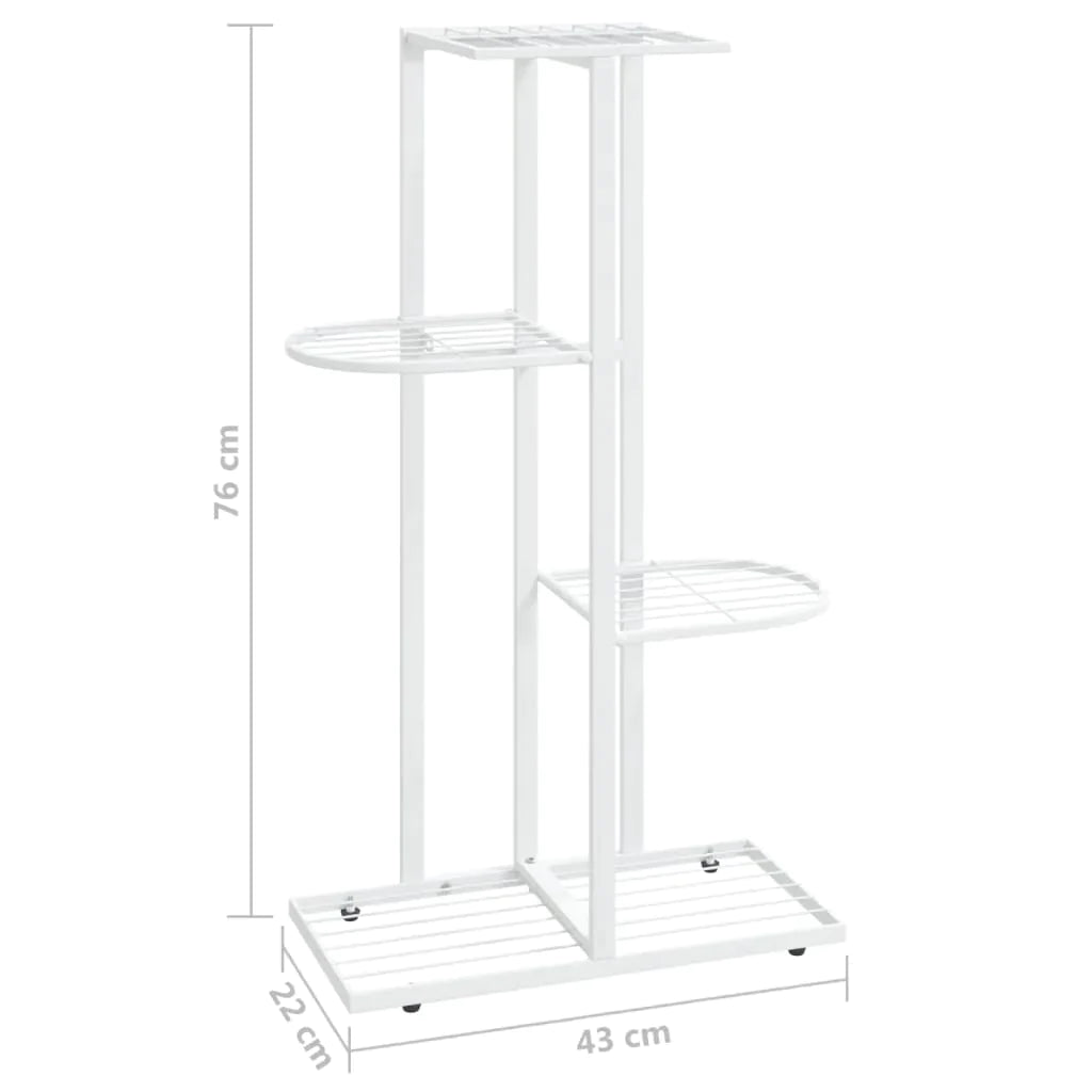 vidaXL 4-Floor Flower Stand Metal Display Shelf Rack Black/White 29.9"/38.6"-30