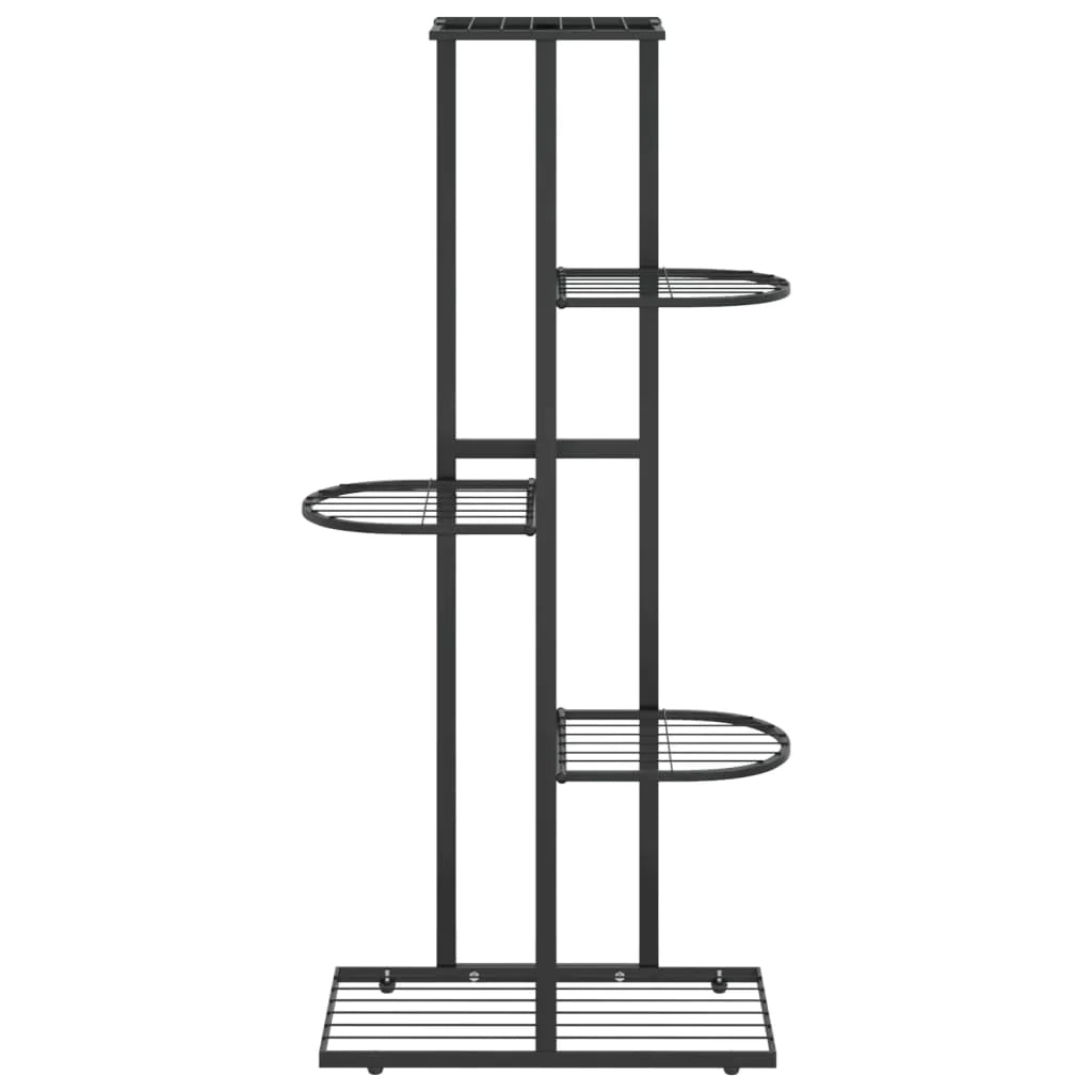 vidaXL 4-Floor Flower Stand Metal Display Shelf Rack Black/White 29.9"/38.6"-4