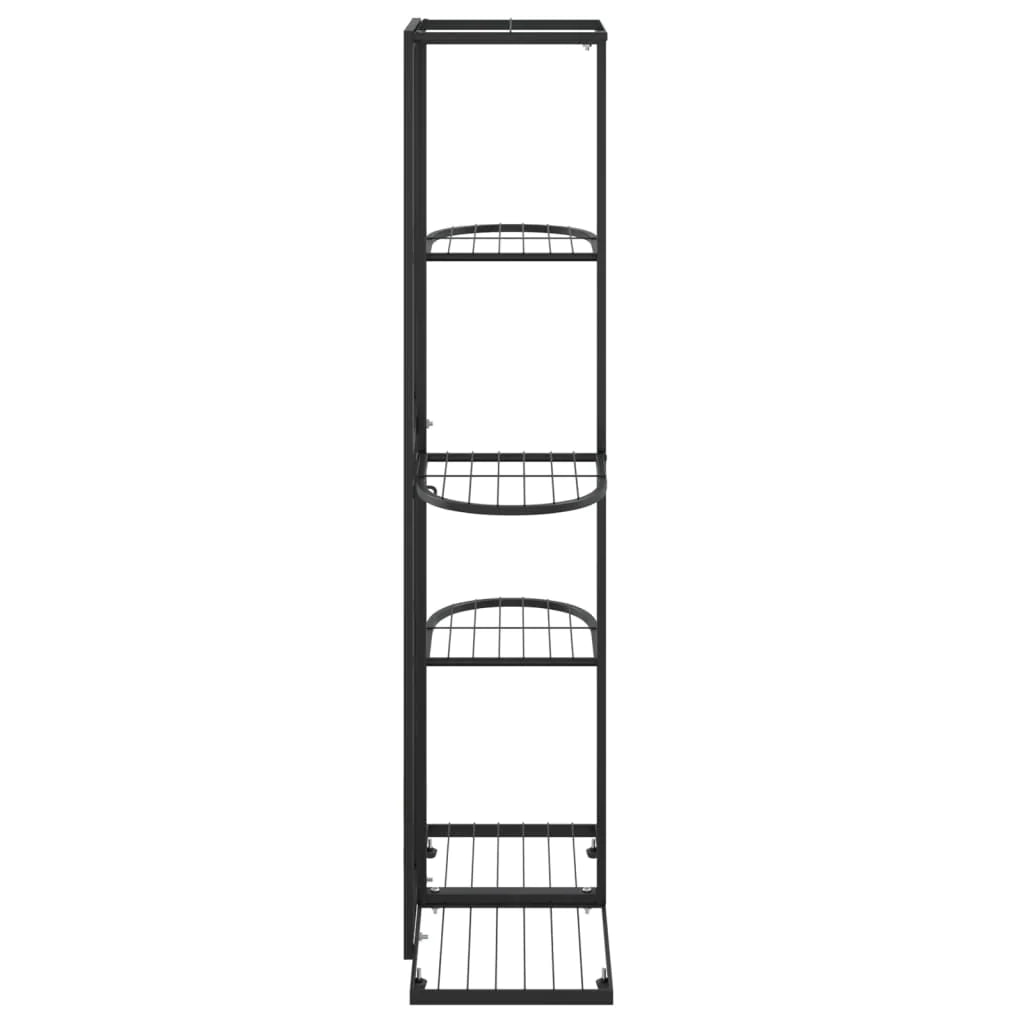 vidaXL 4-Floor Flower Stand Metal Display Shelf Rack Black/White 29.9"/38.6"-5