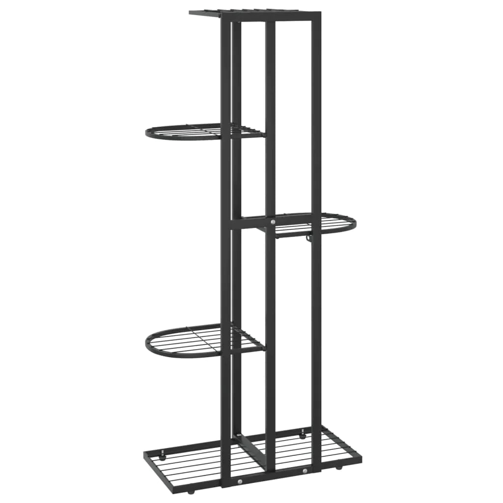 vidaXL 4-Floor Flower Stand Metal Display Shelf Rack Black/White 29.9"/38.6"-6