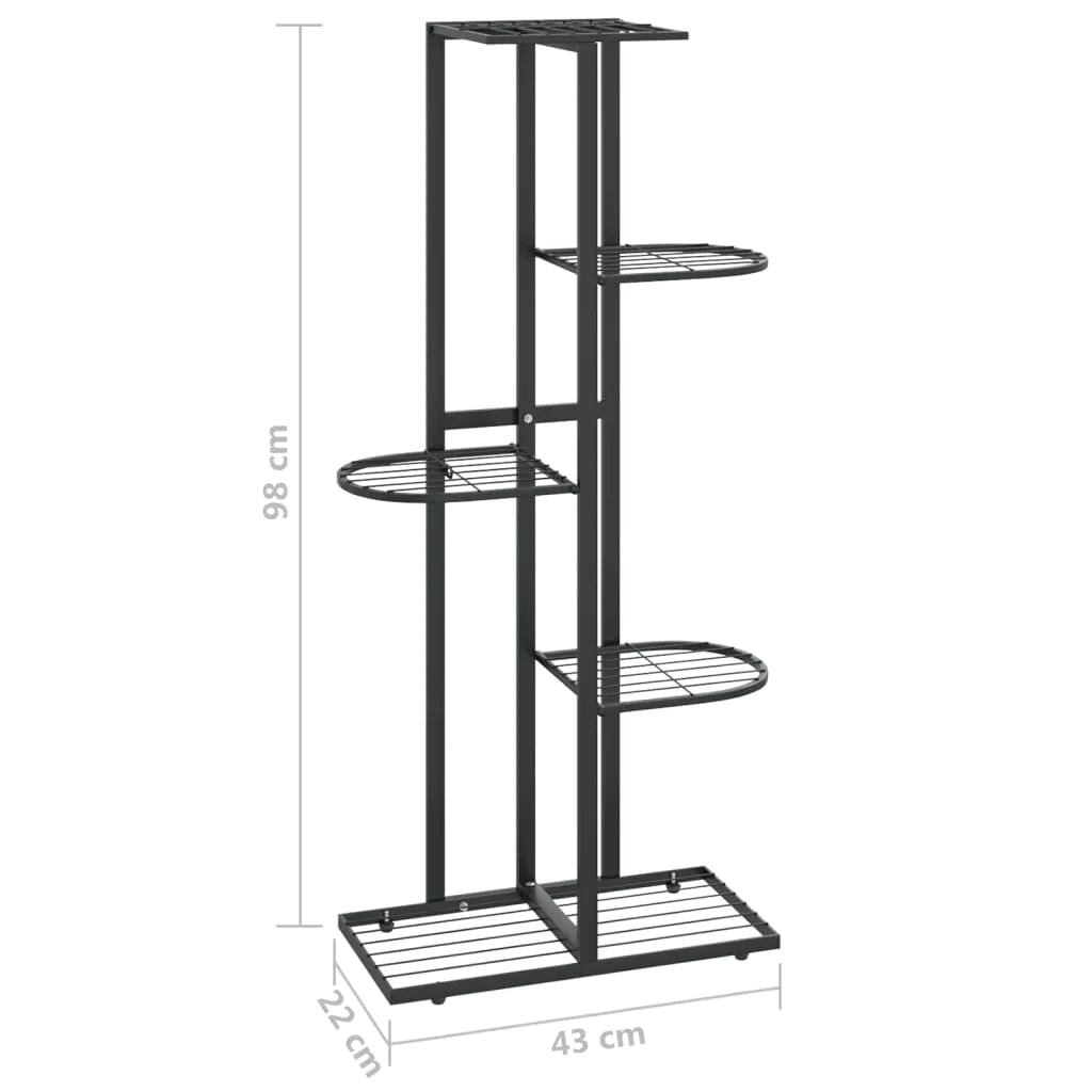 vidaXL 4-Floor Flower Stand Metal Display Shelf Rack Black/White 29.9"/38.6"-3