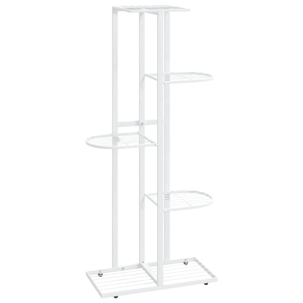 vidaXL 4-Floor Flower Stand Metal Display Shelf Rack Black/White 29.9"/38.6"-17