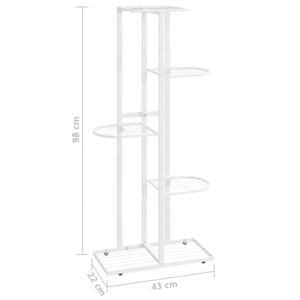 vidaXL 4-Floor Flower Stand Metal Display Shelf Rack Black/White 29.9"/38.6"-23
