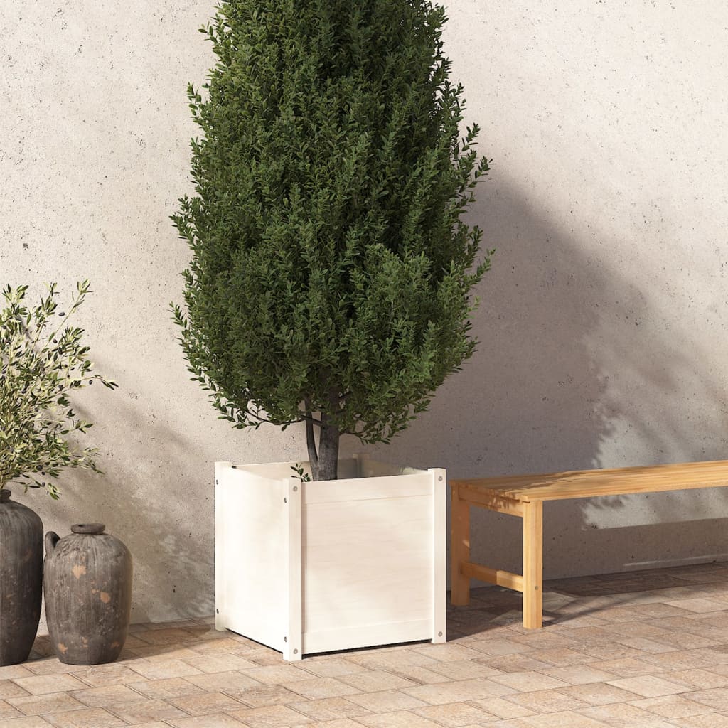 vidaXL Garden Planter Black 19.7"x19.7"x19.7" Solid Wood Pine-47