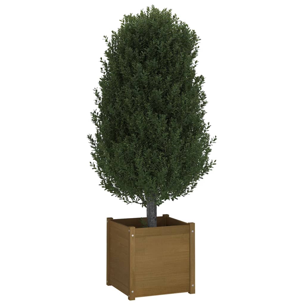 vidaXL Garden Planter Black 19.7"x19.7"x19.7" Solid Wood Pine-38