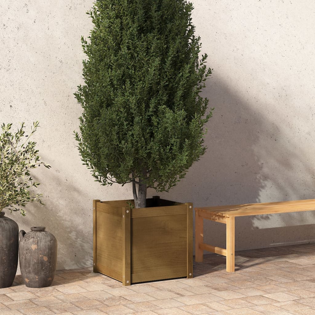 vidaXL Garden Planter Black 19.7"x19.7"x19.7" Solid Wood Pine-29