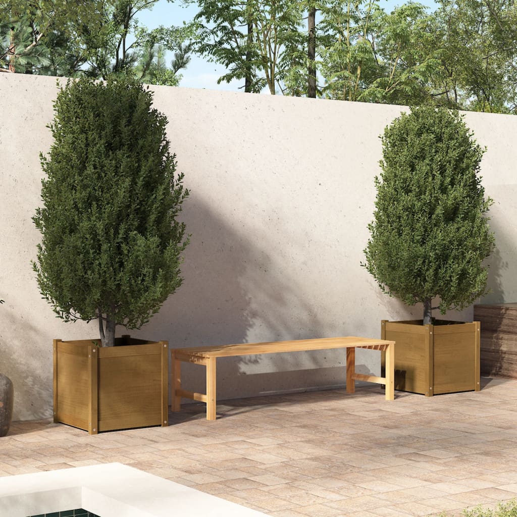vidaXL Garden Planter Black 19.7"x19.7"x19.7" Solid Wood Pine-40