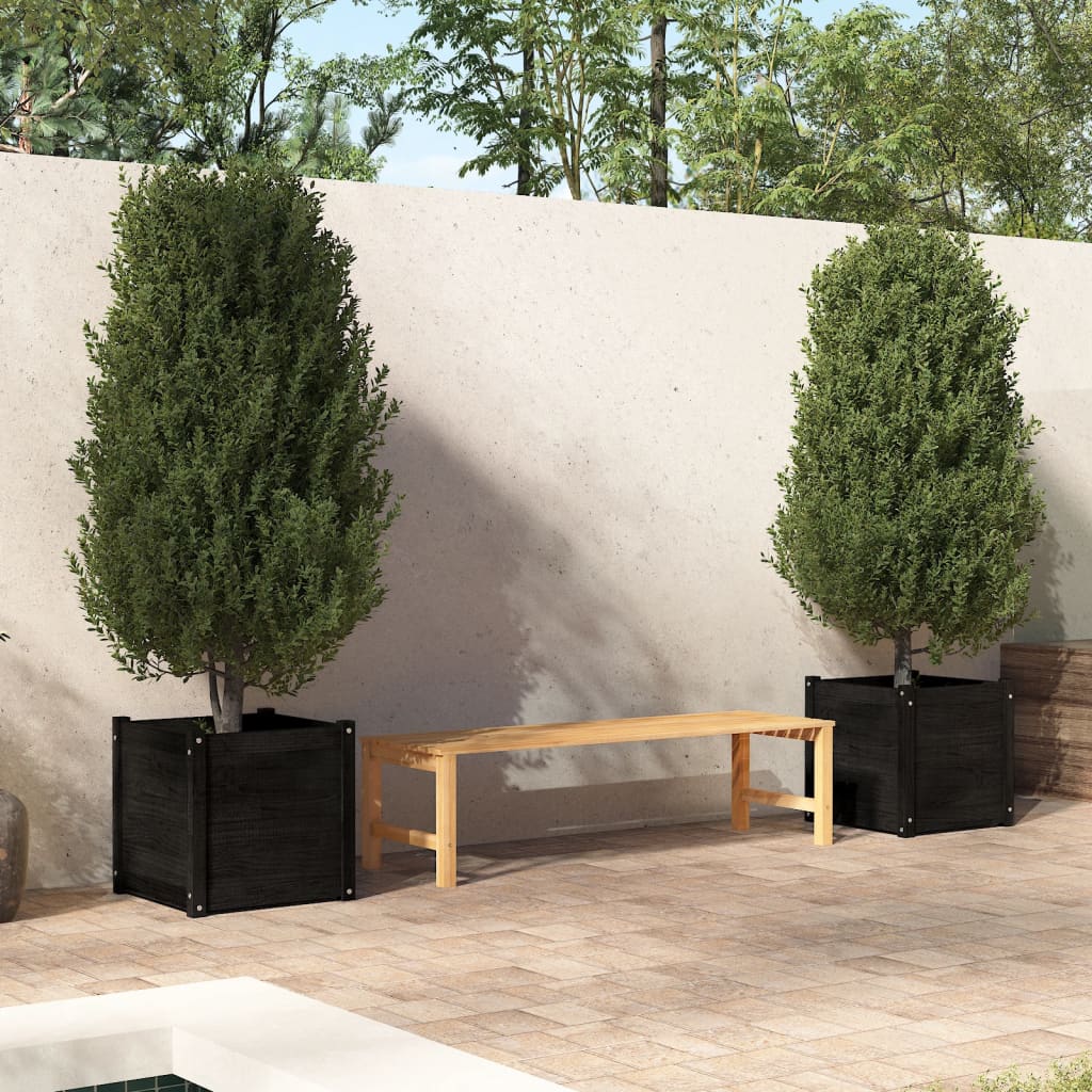vidaXL Garden Planter Black 19.7"x19.7"x19.7" Solid Wood Pine-19