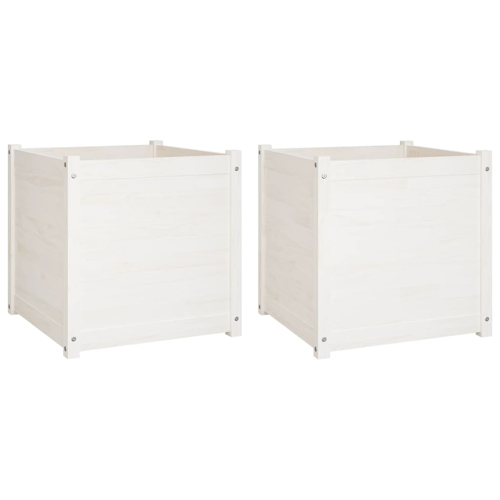 vidaXL Garden Planters 2 pcs Black 23.6"x23.6"x23.6" Solid Wood Pine-2