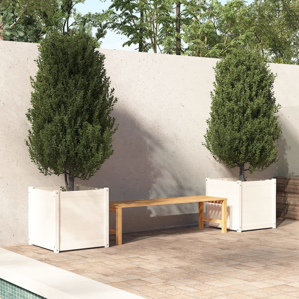 vidaXL Garden Planters 2 pcs Black 23.6"x23.6"x23.6" Solid Wood Pine-3