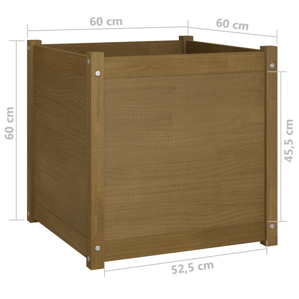 vidaXL Garden Planters 2 pcs Black 23.6"x23.6"x23.6" Solid Wood Pine-10