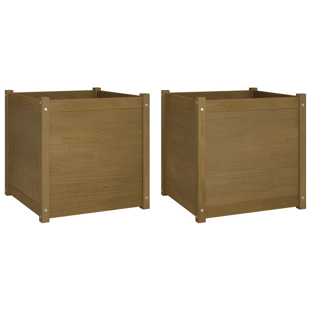 vidaXL Garden Planters 2 pcs Black 23.6"x23.6"x23.6" Solid Wood Pine-35