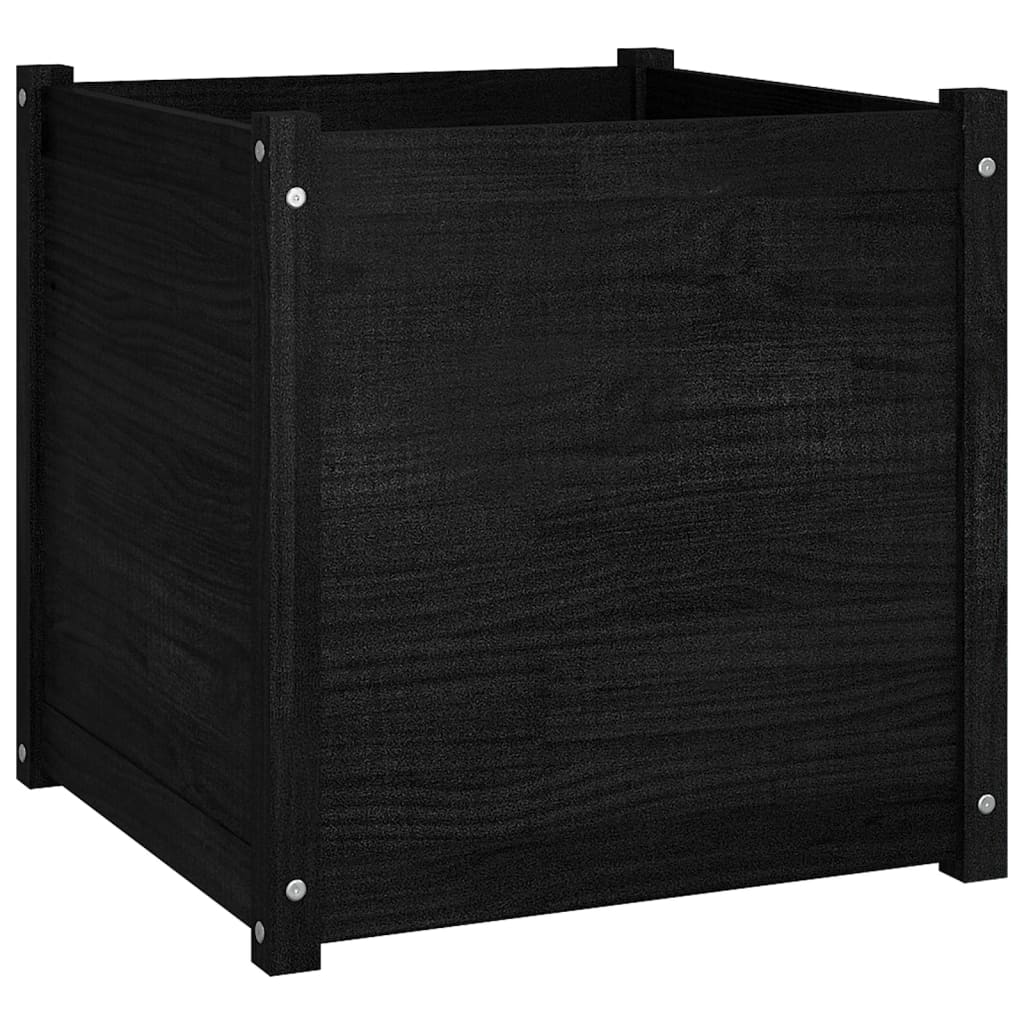 vidaXL Garden Planters 2 pcs Black 23.6"x23.6"x23.6" Solid Wood Pine-11