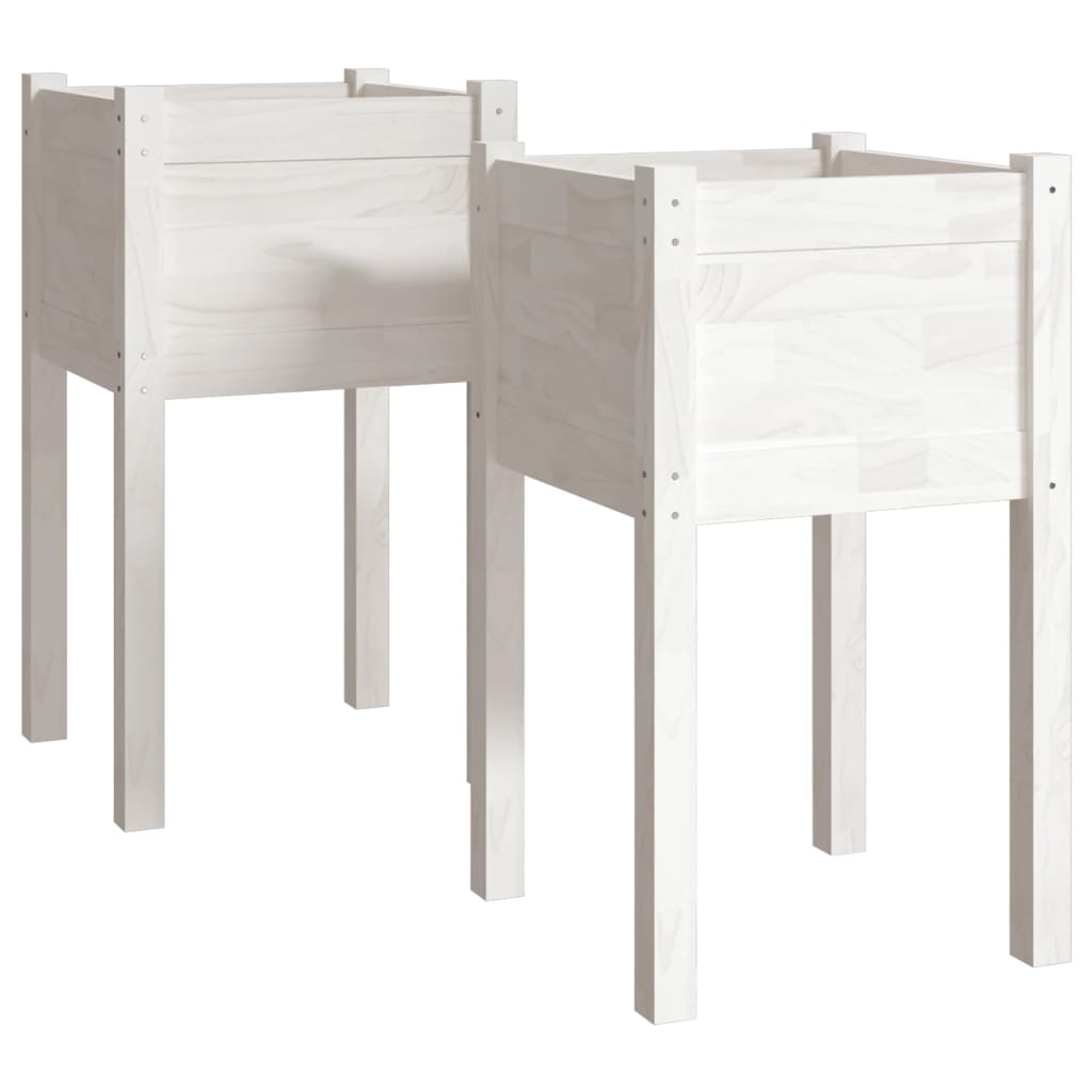 vidaXL Garden Planters 2 pcs Black 15.7"x15.7"x27.6" Solid Wood Pine-21