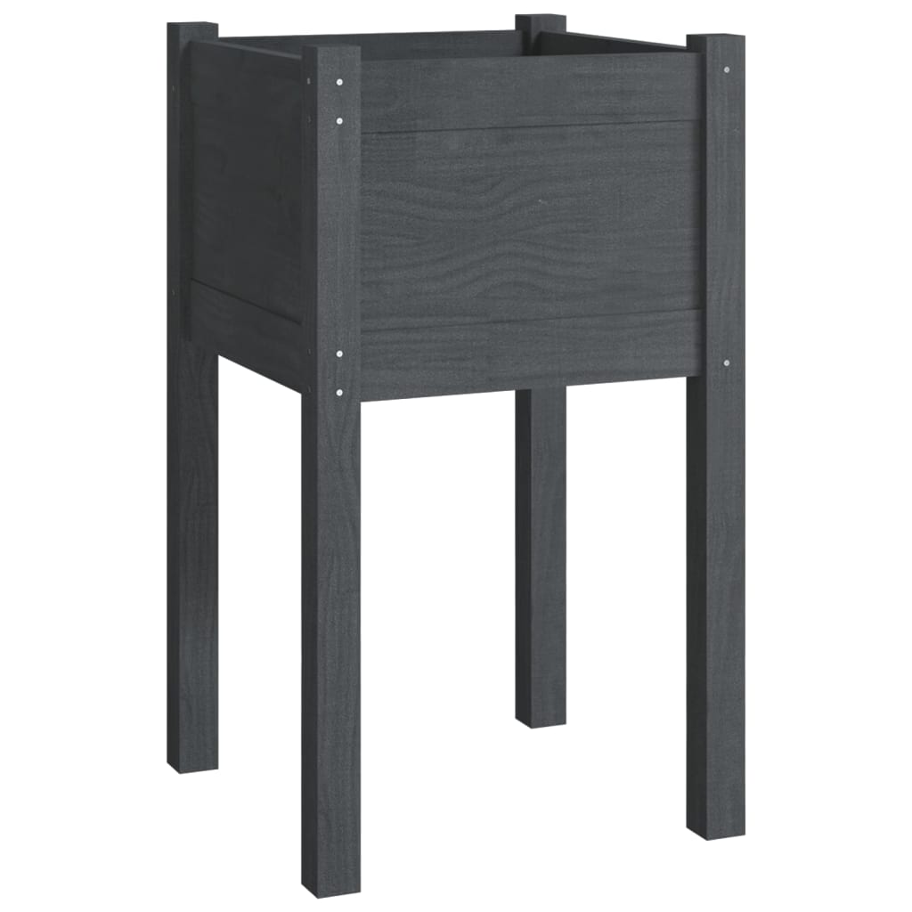 vidaXL Garden Planters 2 pcs Black 15.7"x15.7"x27.6" Solid Wood Pine-1