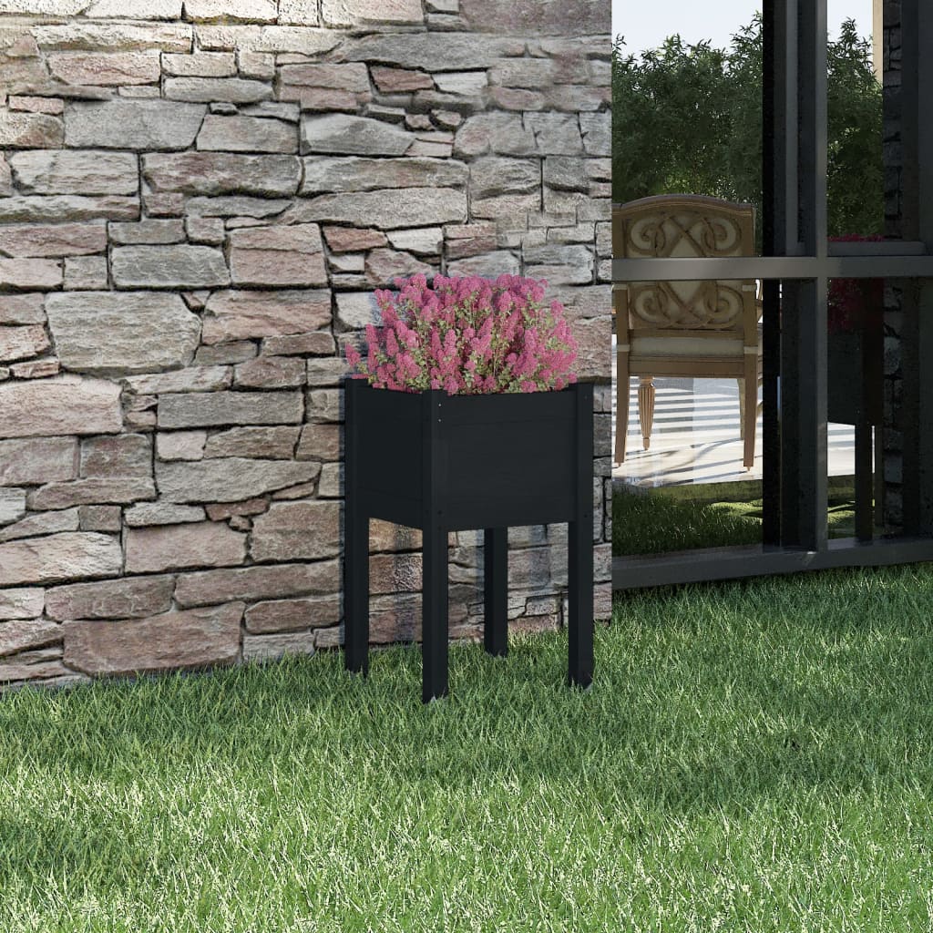 vidaXL Garden Planters 2 pcs Black 15.7"x15.7"x27.6" Solid Wood Pine-49