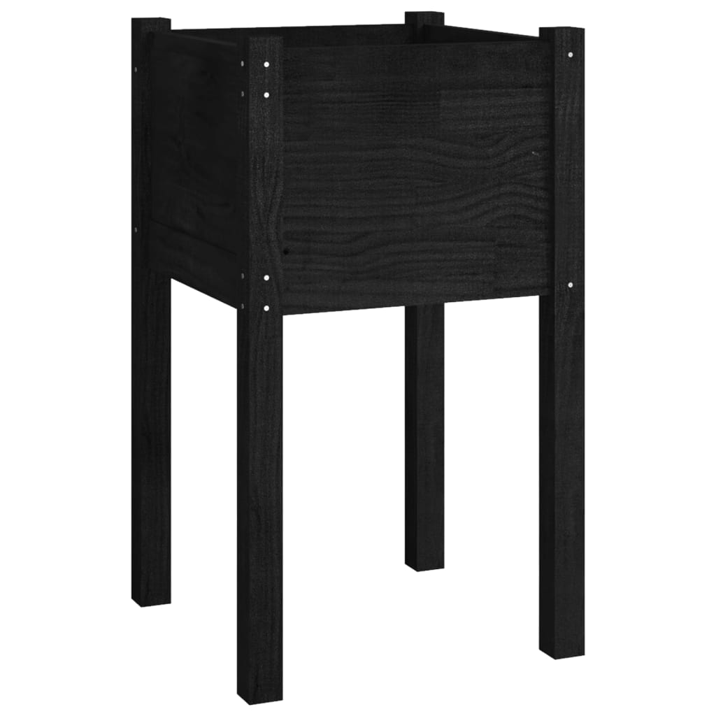 vidaXL Garden Planters 2 pcs Black 15.7"x15.7"x27.6" Solid Wood Pine-14
